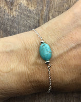 Turquoise bracelet, turquoise and silver boho bracelet