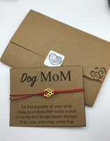 Dog Mom Wish Bracelet, Dog parent gift, pet lover, friendship, card gift, dog paw,