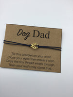 Dog Dad Wish Bracelet, Dog parent gift, pet lover, friendship, card gift, dog paw, dog daddy,