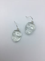 Resin face dangle earrings in silver or rose gold, boho, modern earrings, clear face earrings, face jewelry,