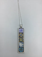 Colorful Portuguese style tile necklace pendant boho tile necklace in silver,