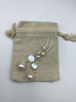Long dangly boho pearl earrings in rose gold, gold or silver