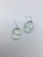 Resin face dangle earrings in silver or rose gold, boho, modern earrings, clear face earrings, face jewelry,