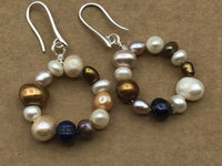 Chunky, freshwater pearl, hoop earrings, in gold, silver or rose gold, great, boho, chic, unique pearl jewelry