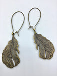 Statement bronze Feather Earrings, large boho feather earrings, bronze jewelry, statement earrings