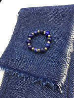 Lapis lazuli beaded ring with gold, silver or rose gold accent beads, layering ring, boho jewelry