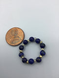 Lapis lazuli beaded ring with gold, silver or rose gold accent beads, layering ring, boho jewelry