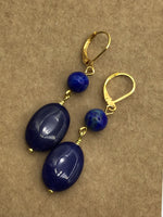 Silver or gold lapis lazuli Earrings, lapis lazuli Earrings, silver Leverback Earrings, Bridal Jewelry, blue stone earrings, lapis earrings,