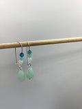 Moonstone, Amazonite, and blue agate ombré Drop Earrings, gift for her, work from home earrings, cute earrings