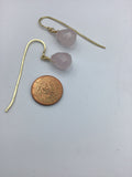 Jewelry gift, rose quartz earrings, rough briolette rose quartz earrings, minimalist earrings in gold, silver,