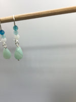 Moonstone, Amazonite, and blue agate ombré Drop Earrings, gift for her, work from home earrings, cute earrings