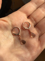 Tiny rain drop smoky topaz earrings in Rose gold, gold, silver or bronze, sweet friendship gift,
