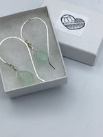 Fluorite drop earrings in gold or silver, boho style drop earrings, light green drop, gift for her, anniversay, BFF, gift for mom