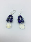 Opalite  and lapis earrings in Rose gold, gold or silver, October birthstone,