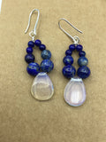 Opalite  and lapis earrings in Rose gold, gold or silver, October birthstone,