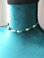 Raw malachite and moonstone choker  gold, rose gold, or silver