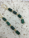 Raw Malachite Earrings, rough malachite and Rose gold, silver or gold earrings, for her, boho jewelry