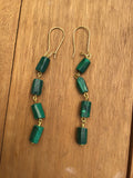 Raw Malachite Earrings, rough malachite and Rose gold, silver or gold earrings, for her, boho jewelry