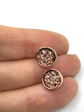 rose gold, gold, silver or bronze druzy stud earring set