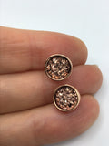 rose gold, gold, silver or bronze druzy stud earring set