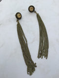 Bronze tassel earrings, gold Druzy, drusy jewelry, resin druses, tassel earrings, bridesmaid earrings, gift for her, statement