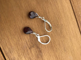 Tiny garnet tear drop earrings, garnet earrings, garnet earrings in silver, gold or rose gold