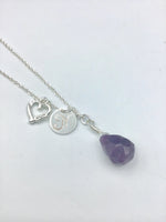 Infinite Love symbol and Heart Necklace, personalized infinite love with rose quartz, amethyst initial necklace