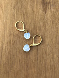 Opalite heart drops on silver, bronze, gold or rose gold leverback earrings, opalite earrings, bridal jewelry, Mothers Day Gift
