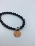 Black agate stone bracelet, with Buddha bead accent, yoga jewelry,  great gift, gift under 10, gift for him
