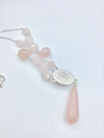 Rose quartz, fantasy, princess, necklace, in silver, great gift idea,