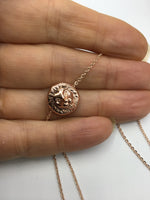 Rose gold coin necklace, rose gold lion necklace