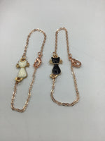 Rose Gold Kitty Cat Enamel Charm Bracelet, cat jewelry, cat bracelet, kitty cat jewelry, pet jewelry,