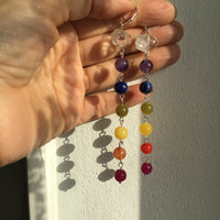 Chakra stone bracelet, amethyst, garnet, peridot, lapis lazuli, jade, orange agate, clear quartz, healing stone bracelet yoga jewelry,