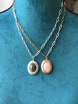 Rose quartz Locket, Labradorite locket, Oval Silver or Gold Locket with Rose quartz or labradorite