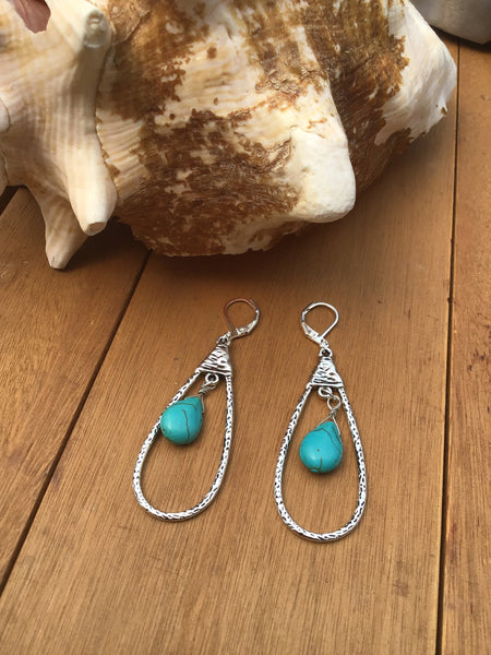 Boho Chic Turqouise Earrings, Turquoise Jewelry, Bohemian jewelry,  December birthstone, Gift for her, cute gift,, Birthstone December,