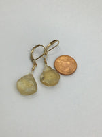 Rough raw drop, Birthstone earrings in citrine or aquamarine, gold or silver earrings