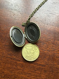 Lapis lazuli long Locket, bronze Photo Locket, Mother's Day Gift, vintage look locket