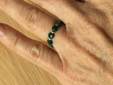 Malachite beaded ring with gold, silver or rose gold accent beads, layering ring, boho jewelry