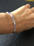 Tanzanite and white quartz bracelet, december birthstone gift, blue stone bracelet, gift idea, gemstone bracelet, tanzanite jewelry,