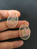 Gold or silver oval hoops with dried pressed flowers, gift for mom, garden lover, plant lover, Queen Anne’s lace