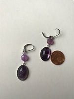 Amethyst drop earrings, february birthstone earrings, gift idea
