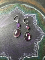 Amethyst drop earrings, february birthstone earrings, gift idea