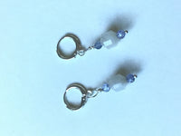 Moonstone and tanzanite ear hugger hoops, gift for her