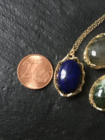 Moss agate, lapis lazuli, labradorite, amethyst, or tiger eye gold pendant necklace, elegant gift idea, gift for her,