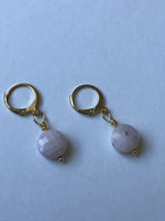 Pink Opal ear hugging hoops, October birthstone earrings, birthday gift idea, gift for girlfriend