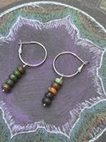 African turquoise pendant hoop earrings, statement earrings, hoops, gift for her,