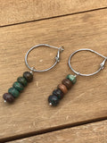 African turquoise pendant hoop earrings, statement earrings, hoops, gift for her,
