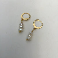 Hugger hoop freshwater Pearl earrings