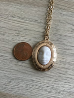 Gold locket with porcelain face, choose your chain, photo locket, gift for her