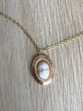 Gold locket with porcelain face, choose your chain, photo locket, gift for her